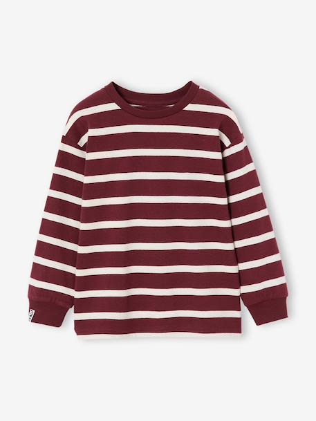 Tee-shirt rayé manches longues garçon bleu nuit+bordeaux+écru - vertbaudet enfant 