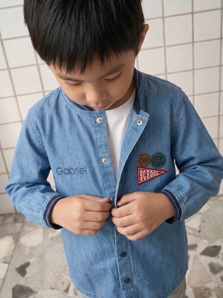 Personaliseerbare jongensschort jeansblauw - vertbaudet enfant 