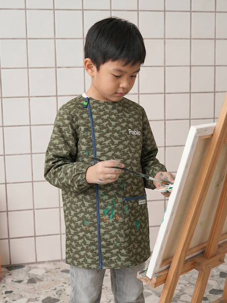 Tablier garçon zippé personnalisable kaki - vertbaudet enfant 