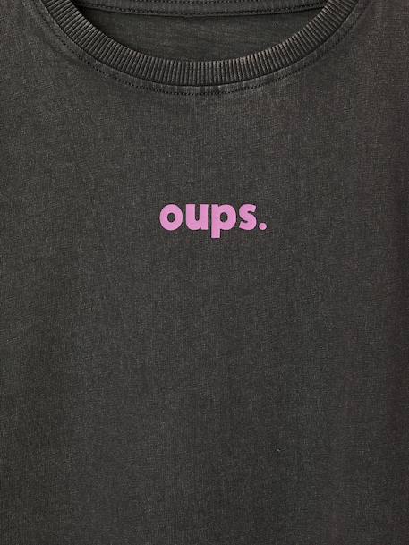 T-shirt manches longues fille anthracite+écru+vieux rose - vertbaudet enfant 