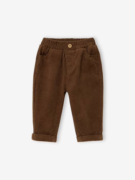 Pantalon bébé en velours côtelé bleu grisé+caramel+lichen+marron - vertbaudet enfant 