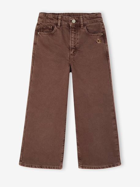 Wijde gekleurde meisjesbroek chocoladebruin+grijsblauw+groen+pruim+rozen - vertbaudet enfant 