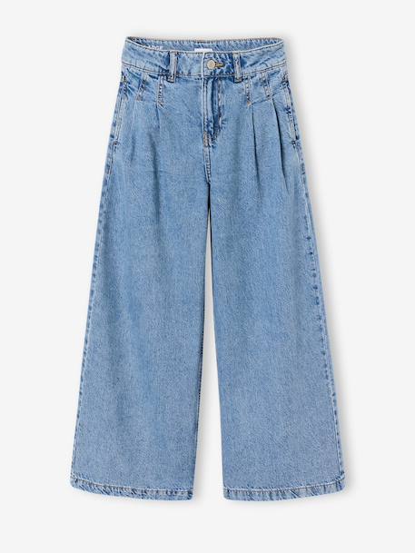Wijde jeans voor meisjes denimgrijs+middenblauw - vertbaudet enfant 