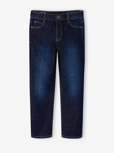 Rechte jongensjeans, smalle pasvorm ongewassen denim+stone - vertbaudet enfant 