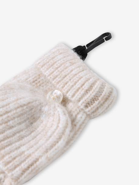 Meisjes set muts « C½ur » + snood + wanten/handschoenen ecru+marineblauw - vertbaudet enfant 
