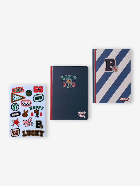 Set van 2 schriftjes met stickers lichtroze+marineblauw - vertbaudet enfant 