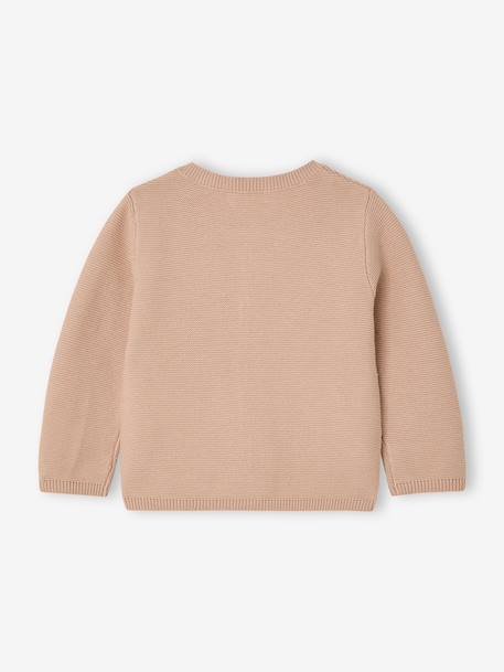 Cardigan broderie dorée coeur bébé beige+ivoire+vieux rose - vertbaudet enfant 