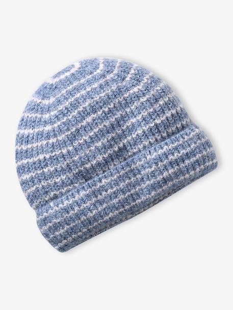 Babykledingset muts, colsjaal en wanten oceaanblauw+taupe - vertbaudet enfant 