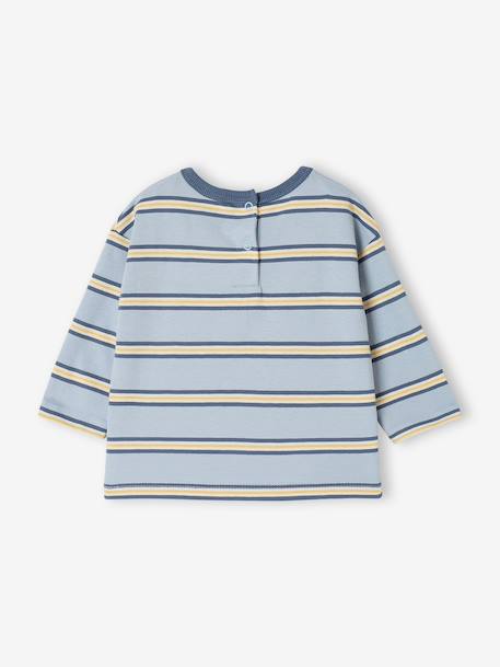 Gestreept babyshirt met borstzak hemelsblauw - vertbaudet enfant 