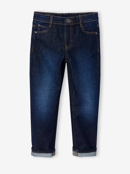 Rechte jeans voor jongens ongewassen denim+stone - vertbaudet enfant 