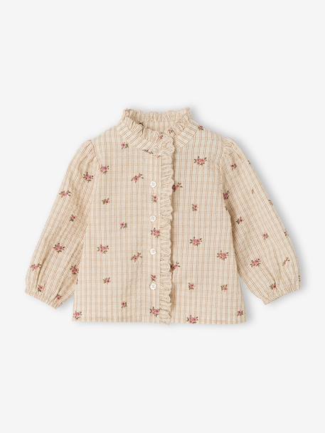 Babyblouse meisjes met lange mouwen ecru - vertbaudet enfant 