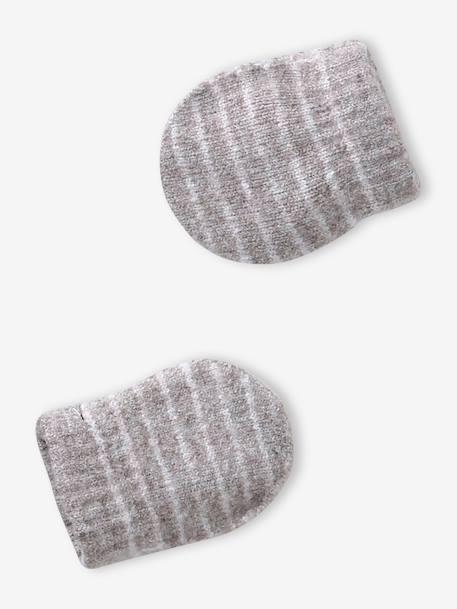 Ensemble bébé garçon bonnet, snood et moufles bleu océan+taupe - vertbaudet enfant 