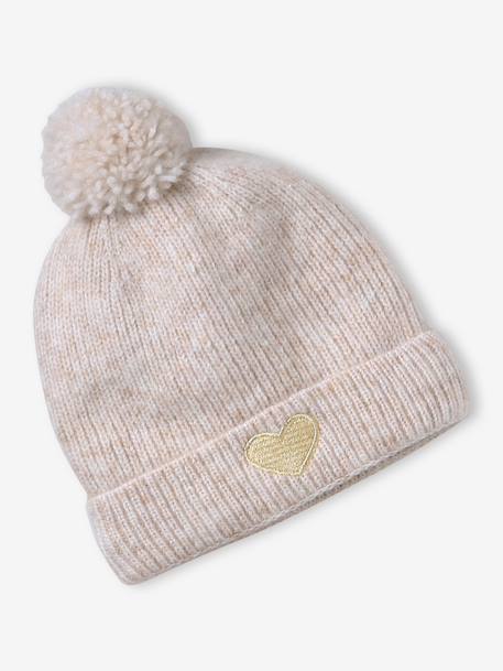 Ensemble fille bonnet, snood, moufles/mitaines avec badge coeur écru+marine - vertbaudet enfant 