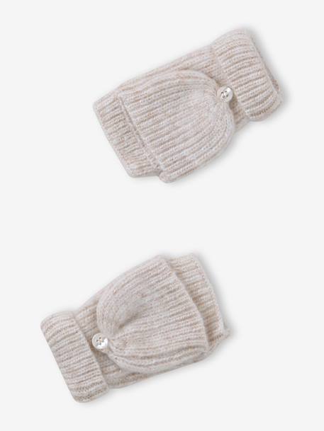 Ensemble fille bonnet, snood, moufles/mitaines avec badge coeur écru+marine - vertbaudet enfant 