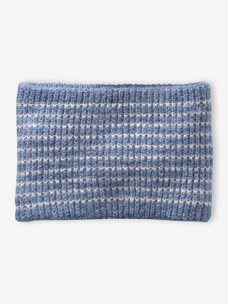 Babykledingset muts, colsjaal en wanten oceaanblauw+taupe - vertbaudet enfant 