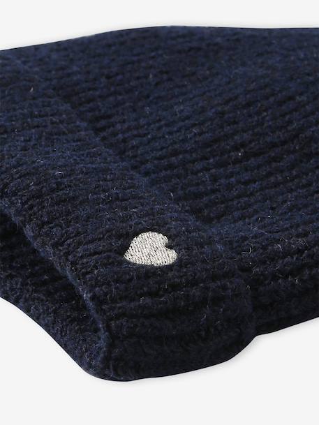 Geribde meisjesmuts ecru+marineblauw - vertbaudet enfant 