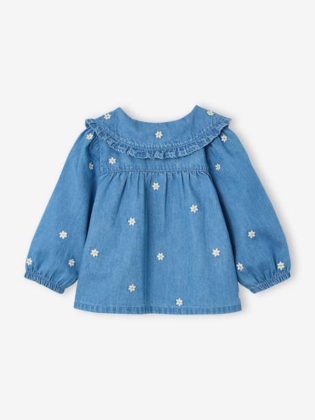 Denim babyblouse met borduursels stone - vertbaudet enfant 