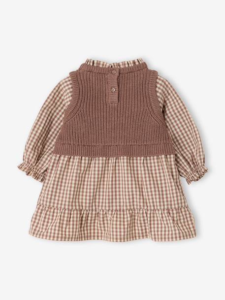 Robe 2 en 1 bébé fille manches longues chocolat - vertbaudet enfant 
