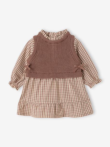 Robe 2 en 1 bébé fille manches longues chocolat - vertbaudet enfant 