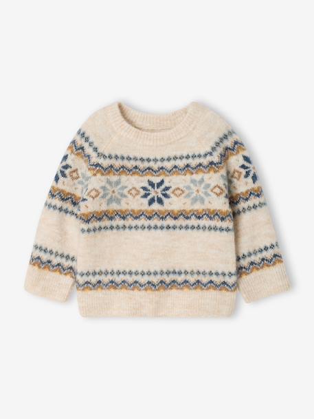 Jacquard babytrui jongen gemêleerd beige - vertbaudet enfant 