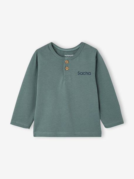 Set van 2 babyjongensshirts met lange mouwen cacao+smaragdgroen - vertbaudet enfant 