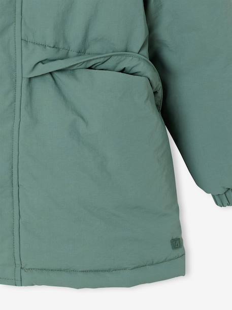 Parka garçon à capuche doublure sherpa kaki+noir+vert sauge - vertbaudet enfant 