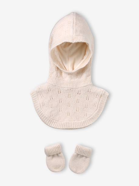 Ensemble bébé fille cagoule et moufles écru - vertbaudet enfant 