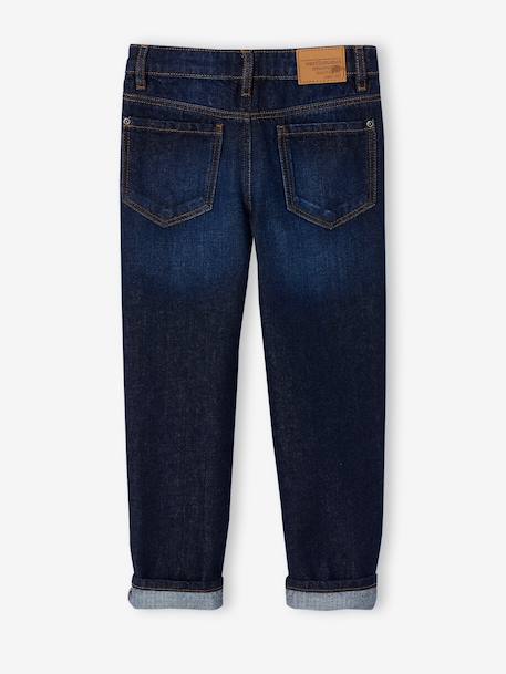 Rechte jongensjeans, smalle pasvorm ongewassen denim+stone - vertbaudet enfant 
