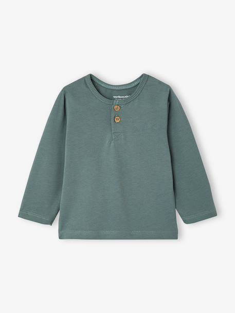 Lot de 2 T-shirts bébé garçon manches longues cacao+vert émeraude - vertbaudet enfant 
