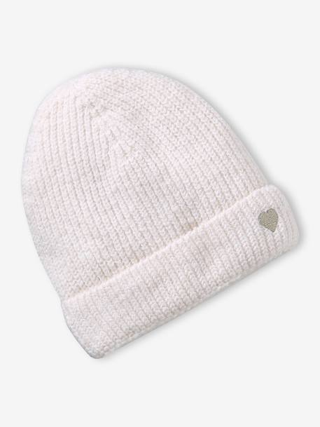 Geribde meisjesmuts ecru+marineblauw - vertbaudet enfant 