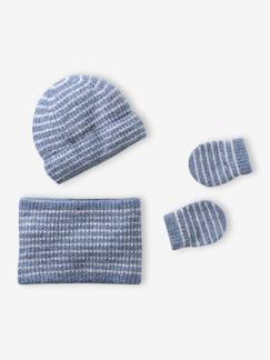 Bébé-Accessoires-Bonnet, écharpe, gants-Ensemble bébé garçon bonnet, snood et moufles
