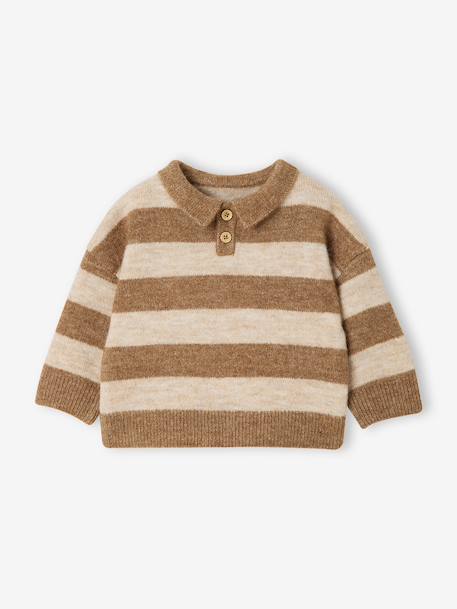 Pull polo bébé garçon taupe - vertbaudet enfant 
