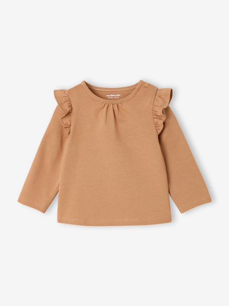 Set van 2 T-shirts baby Basics met lange mouwen hazelnoot+saliegroen - vertbaudet enfant 