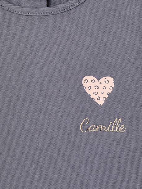 Babyshirt met lange mouwen en hart grijsblauw+lichtroze - vertbaudet enfant 