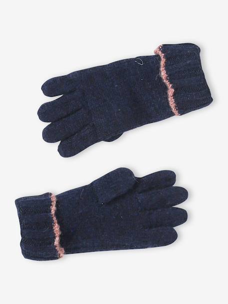 Ensemble fille tricot bonnet, snood et gants marine - vertbaudet enfant 