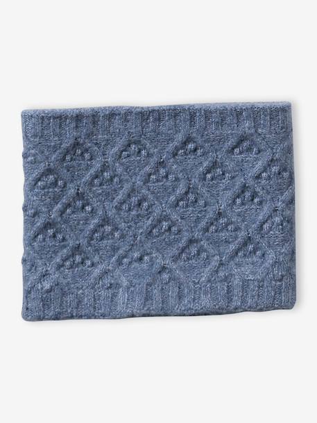 Ensemble fille tricot bonnet, snood et gants bleu ciel+gris chiné - vertbaudet enfant 