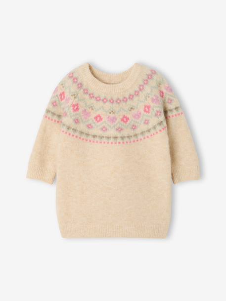 Gebreide babyjurk met lange mouwen vanille - vertbaudet enfant 