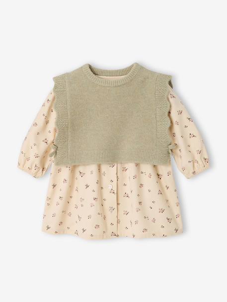 Set jurk en trui voor babymeisjes vanille - vertbaudet enfant 