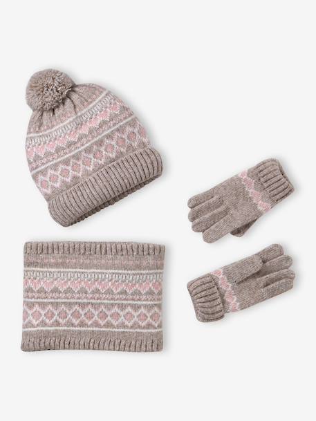 Meisjesset muts, colsjaal en handschoenen mokka - vertbaudet enfant 