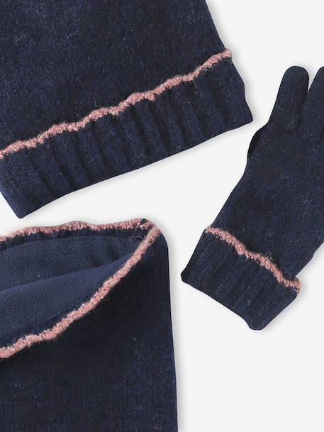 Meisjesset met muts, colsjaal en handschoenen marineblauw - vertbaudet enfant 
