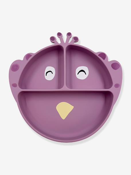 Assiette en silicone avec compartiments Animal jaune+mauve+orange+rose nude+vert - vertbaudet enfant 