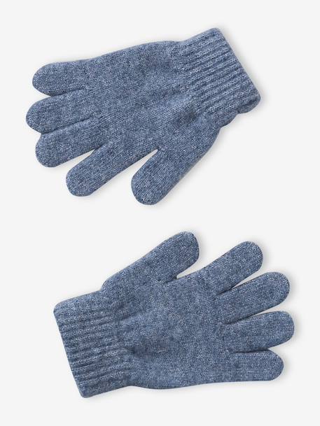 Ensemble fille tricot bonnet, snood et gants bleu ciel+gris chiné - vertbaudet enfant 