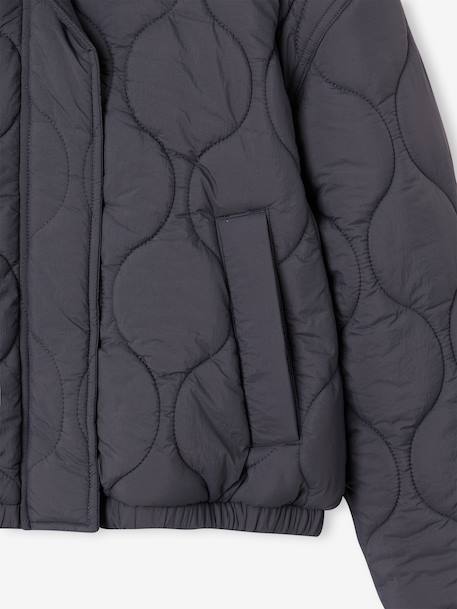 Doudoune légère fille à capuche noir - vertbaudet enfant 