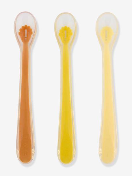 Lot 3 cuillères d'alimentation Mr Lion bleu+jaune+rose pâle - vertbaudet enfant 