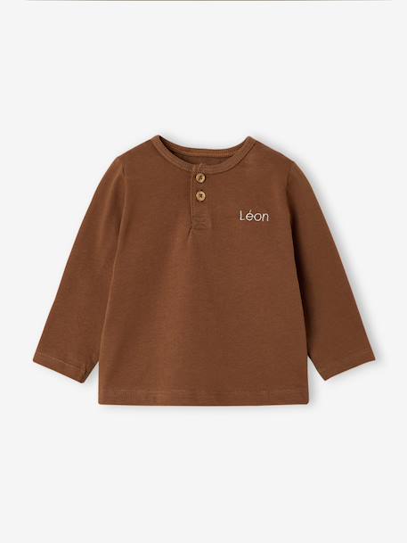 Lot de 2 T-shirts bébé garçon manches longues cacao+vert émeraude - vertbaudet enfant 