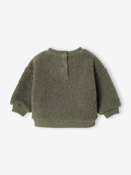 Baby sweater in sherpa groen+pecannoot - vertbaudet enfant 