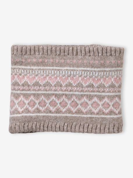 Ensemble fille tricot bonnet, snood et gants moka - vertbaudet enfant 