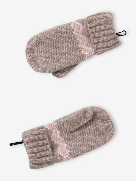 Ensemble fille tricot bonnet, snood et gants moka - vertbaudet enfant 