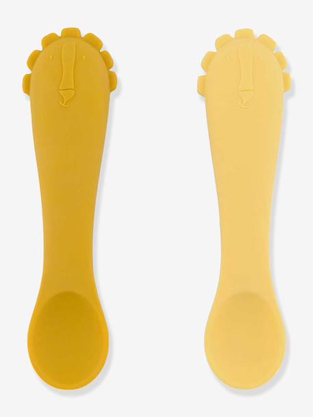 Set van 2 babylepels Mr. Lion geel+groen+lichtroze+sinaasappel - vertbaudet enfant 
