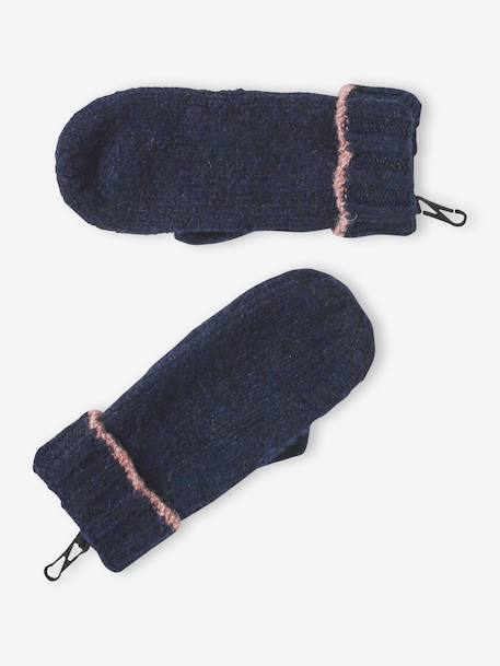Ensemble fille tricot bonnet, snood et gants marine - vertbaudet enfant 